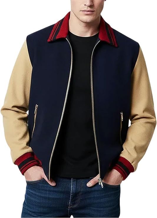 Will Byers Jacket Season 5 | Men's 80s Varsity Style Bomber Wool Jacket