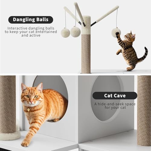 Torre de Madera para Gatos Multi-Nivel con Caja de Arena Oculta miniatura 2