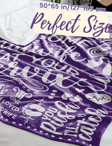Image of Huglanket Midwife Gifts, Midwife Blanket for OB Nurses, Obstetrician-Gynecologist, Pediatricians, Coworkers from Pregnant Women, 65 x 50 Inches