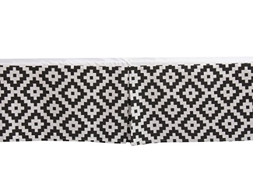 Bacati - Love 100 Percent Cotton Percale Crib/Toddler Bed Skirt (Diamonds, Black) - Thumbnail 2
