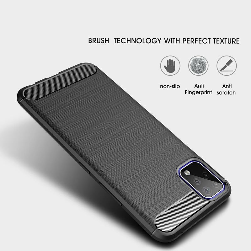 Image of NPRC Hybrid Ultra Slim Protective Case TPU Non-Slip Carbon Fiber Texture Shockproof Case Cover for Lg K42 - Black