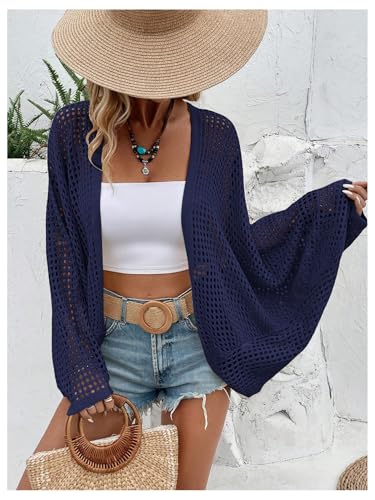 Image of Verdusa Women's Oversized Summer Cardigan Lightweight Sweater Crochet Knit Beach Cover Up Spring Vacation Outfits