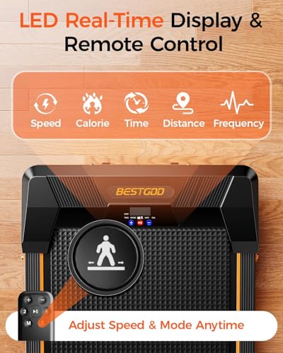 Image of Walking Pad Treadmill, BestGod Under Desk Treadmill 330lbs Capacity, Vibration Walking Pad with Incline, Portable Treadmills for Home, Compact Treadmills Walk Pad, Running Machine with Remote Control