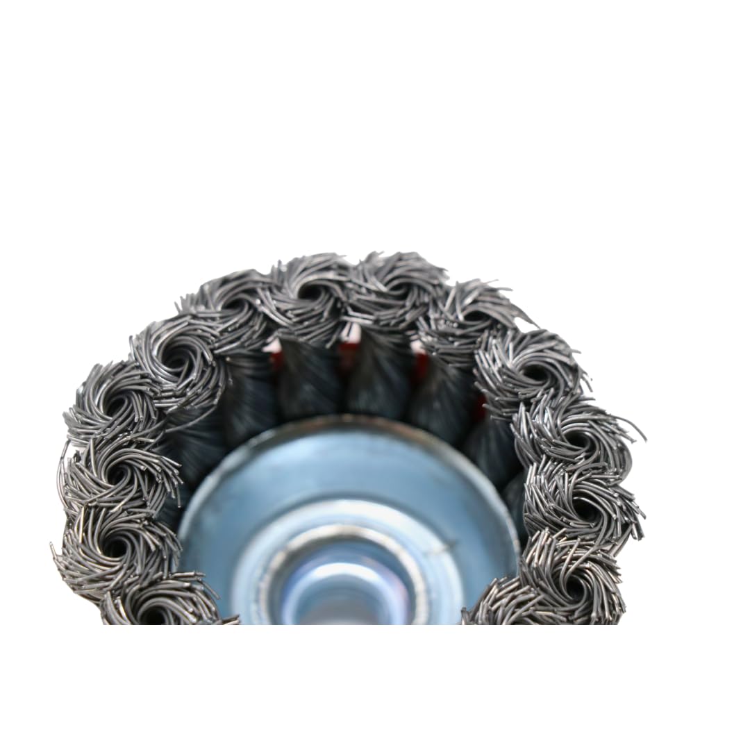 Cepillo de alambre para amoladora angular de 75 mm – Alambre trenzado con rosca M14 x 2 – Cepillo de limpieza resistente para eliminar el óxido y la pintura en metal