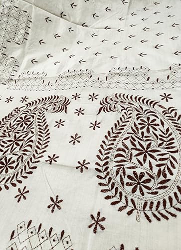 Image of SHRISTI CLOTHINGS Women's Hand Embroidered Cotton Silk Kantha Stitch Saree with Blouse Piece (SB430324 TWD86)