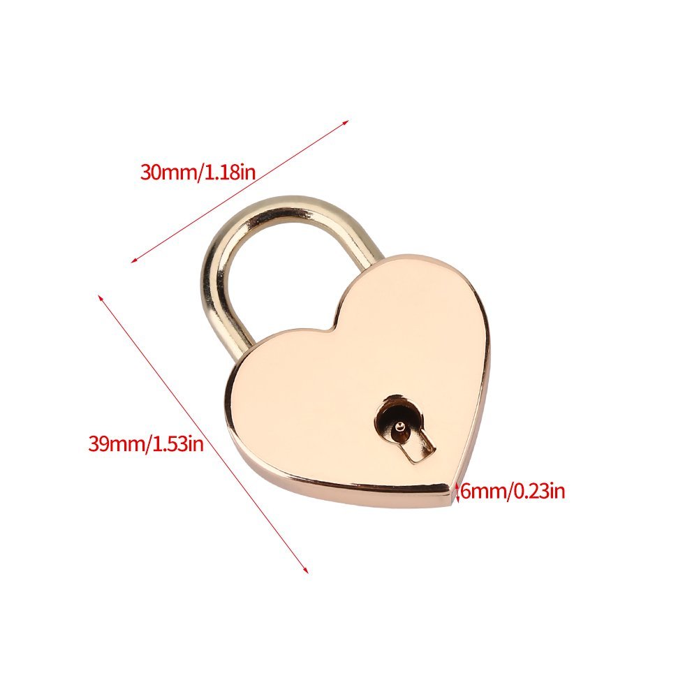 2 Mini Cadenas En Forme De Cœur Avec Clé – Vintage Doré, Pour Journal, Boîte à Bijoux, Tiroir…