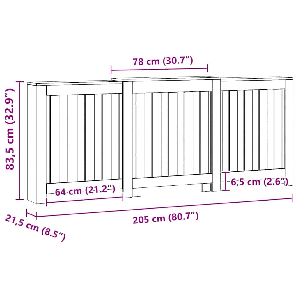 vidaXL Radiator Cover, Heater Cover for Living Room Hallway Slat Cabinet for Decorative Heater Shelf, Radiator Shelf - Image 3