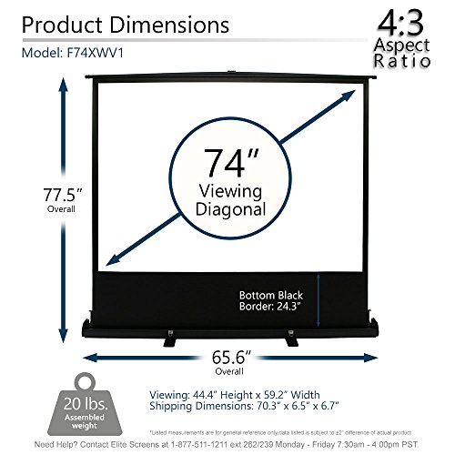 Image of Elite Screens ezCinema Plus Series, 74-inch Diagonal 4:3, Floor Pull up Portable Projection Screen, Model: F74XWV1
