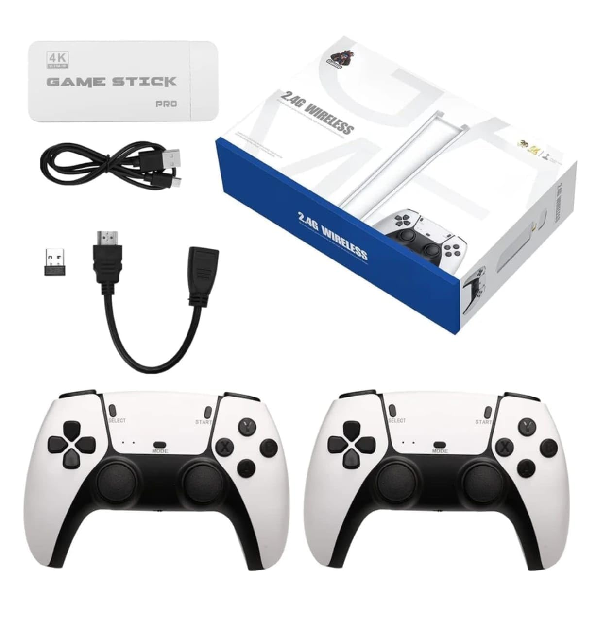 M15 4K Ultra HD Wireless TV Video Game Console | HDMI Plug & Play Game Stick with Dual Controllers | 2.4G Wireless Game Console for Classic Entertainment
