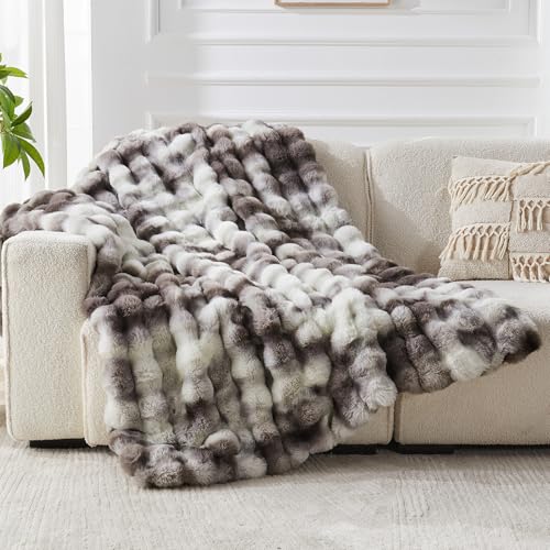 SLIVERY&CHAVALIER Faux Fur Throw Blanket for Couch, 1000 GSM