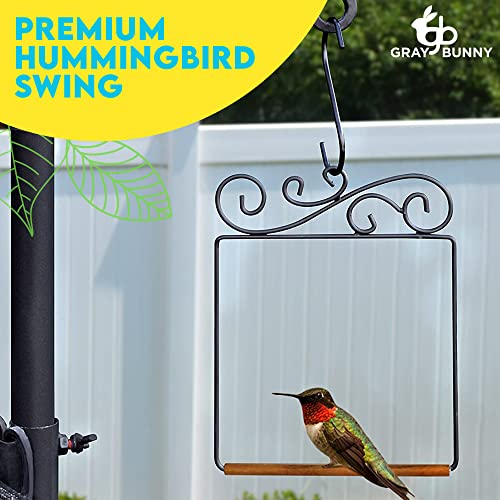 Premium Hummingbird Swing, Rust Resistant Metal Frame, Wooden Dowel, Humming Bird Perch Feeder Accessory, Birdswing For Outside Outdoors #TOP1