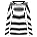 STRIR Camiseta para Mujer,Mujeres Originales Manga Larga Cuello Redondo Camiseta Básica Rayas...