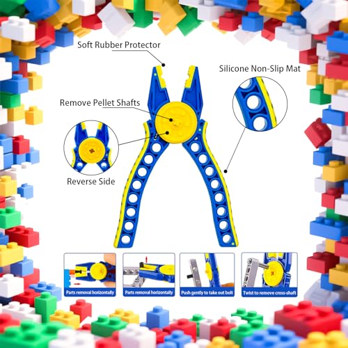 Building Blocks Tool Kit - Brick Separator, Mini Blocks Tool Set - Multi-Functional Hammer, Pliers, Axle Rods Assortment Pack ,Compatible with Lego & technic and Most Major Brands(Blue Stye)