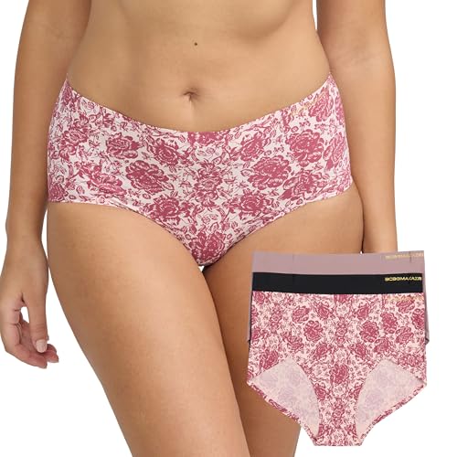BGBGMaxazria Women's No-Show Bonded Laser Cut 3-Pack Panty Underwear, Woodland Floral, Large