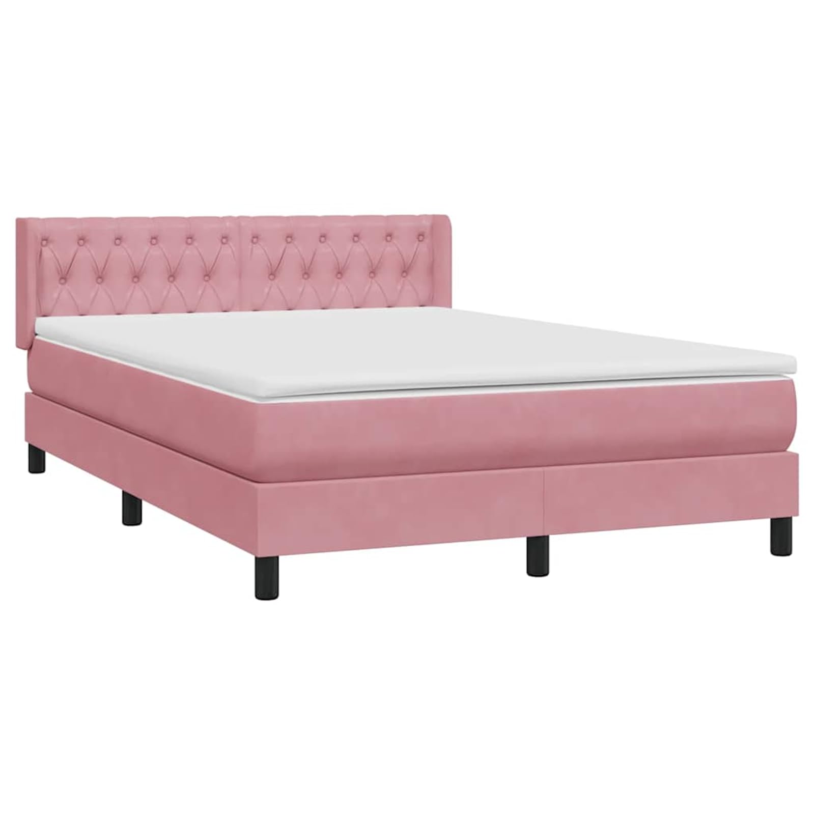 ATOMSTACK MAKER Letto a molle, rosa, 140 x 220 cm, con materasso a molle insacchettate, testiera in velluto regolabile in altezza, coprimaterasso traspirante e lavabile, per camera da letto e camera