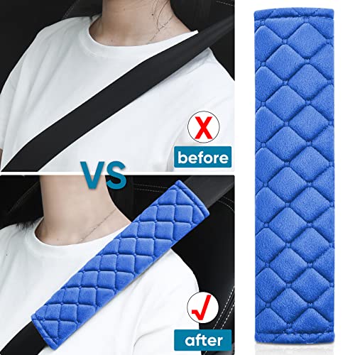 2Pcs Car Seat Belt Cover Pads, Shoulder Seatbelt Pads Cover, Safety Belt Strap Shoulder Pad For Adults And Children (Blue) #TOP2