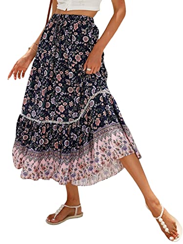 Gonna Boho Midi Vintage Stampa Floreale