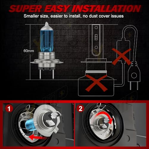 Image of Upgraded Halogen Headlight Bulbs Compatible for Ram ProMaster 1500 2500 3500 2014 2015 2016 2017 2018 2019 2020 2021 2022, H7 High Low Beam Lights, 6000K White, 300% Brightness, Plug n Play, 4 PCS