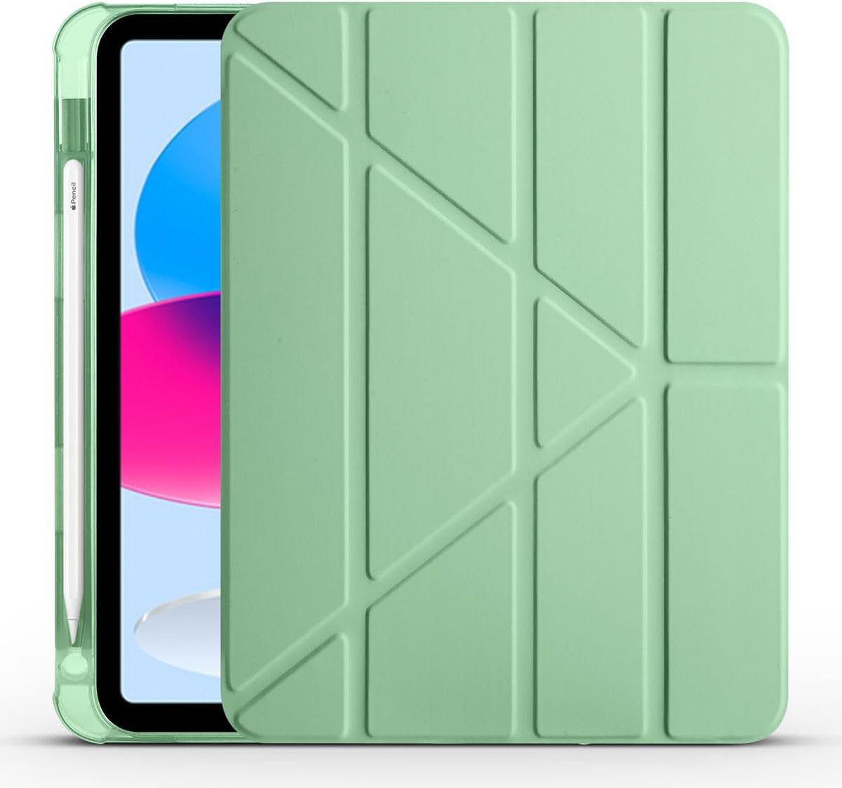 Zore Apple ile uyumlu iPad 11.Nesil 2025 Kılıf Zore Tri Folding Kalem Bölmeli Standlı Kılıf Açık Yeşil