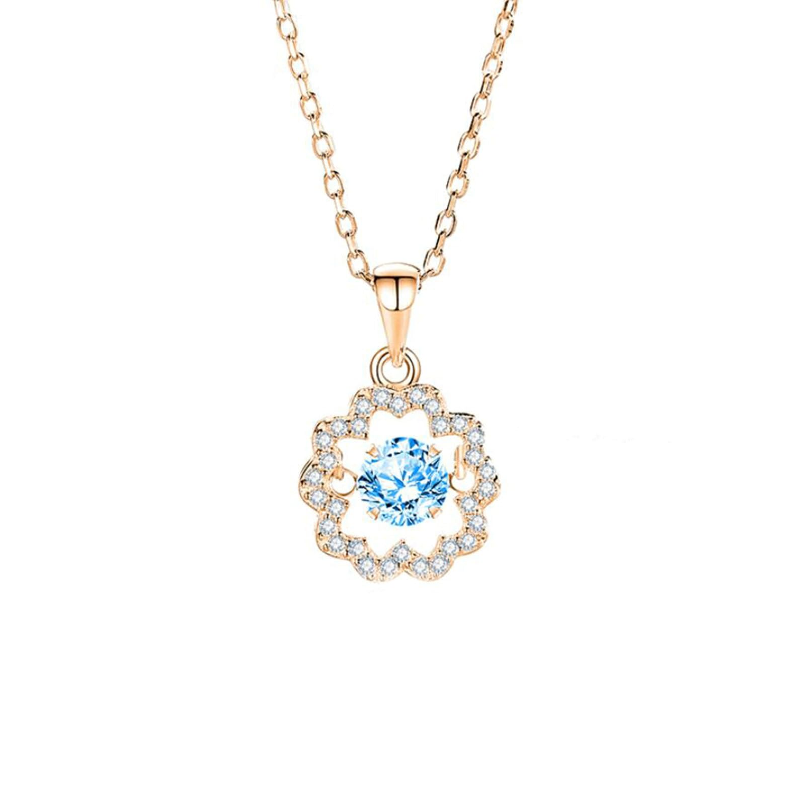 Ciondolo Collana Donna, Oro 9K/14K/18K/Platino Collana Pendente Girasole cavo con topazio/moissanite da 0,5 ct, 45cm