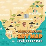 Illustrative Art Map 2022 Calendar: Travel Maps 12 Months Small Calendar Jan 2022 To Dec 2022