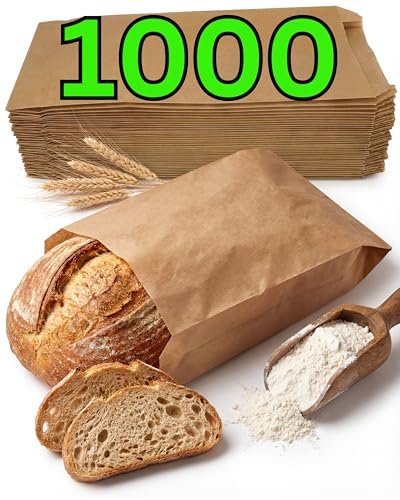 Loxato 1000 Brottüten Papier - Bäckertüten - Butterbrottüten Braun - Brotbeutel - Kraftpapier Tüten - Brottüten Braun - Brötchentüten - Frühstücksbeutel Papier - 18x6x29cm
