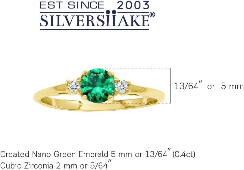 Silvershake Petite Design Round Shape Gemstone Birthstone White Gold Plated or Yellow Gold Plated 925 Sterling Silver Solitaire Promise or Engagement Ring Jewelry for Women - Image 3