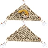 kathson Reptile Lizard Bearded Dragon Hammock Reptile Lounger,100% Natural Grass Fibers Hammock Bed for Anoles, Bearded Dragons, Geckos, Iguanas, and Hermit Crabs,Triangular(2 Packs,7.8 x 11 inch)