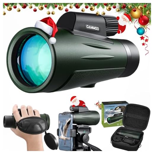 Monocular Telescope, 12x50 HD Monocular with IPX7 Fog & Waterproof Shockproof, SMC BAK4 Prism Monocular Telescope High Power with Handheld Strap Phone Adapter for Bird Watching Hunting Camping CAMMOO