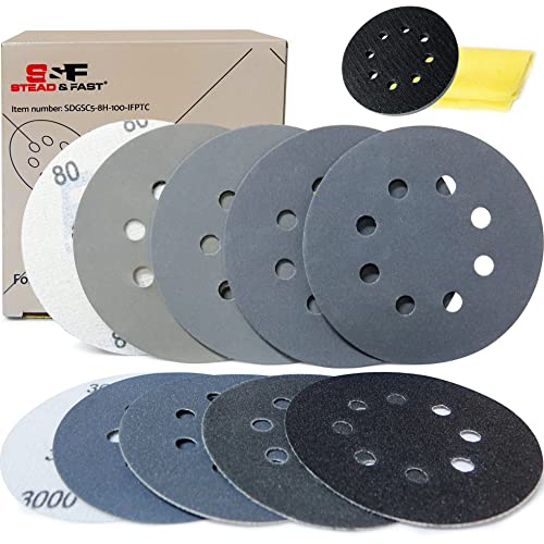 S&F STEAD & FAST 5 inch Sanding Discs Hook and Loop Wet Dry 100pcs