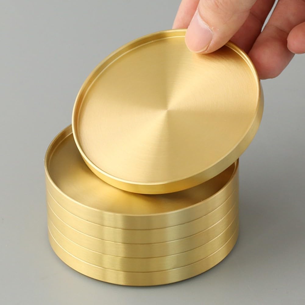 Posavasos de latón para copas de vino, tazas de cerveza, resistentes al calor, 10 cm de diámetro (6 unidades)