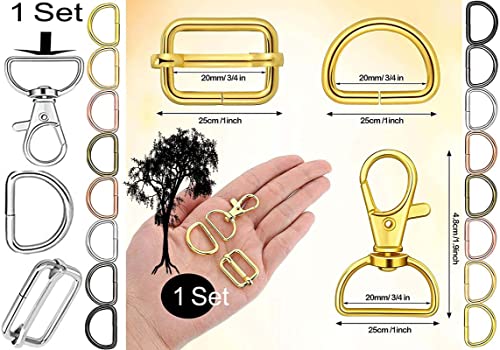 Image of DIY Crafts 70 Pcs, Silver, Keychain Hooks with D Rings Set Purse Hardware Lanyard Snap Hooks Multicolor Metal Swivel Clasps with D Rings and Slide Buckle for Purses Keychain (70 Pcs, Silver)