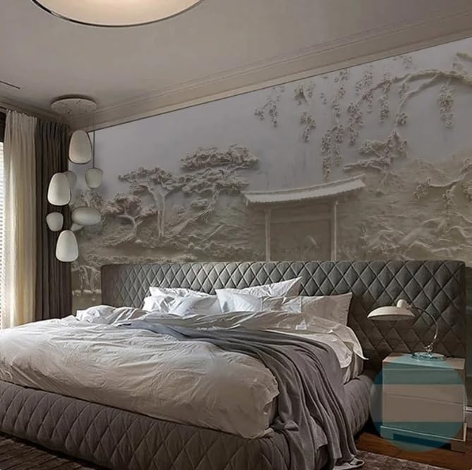Papier peint chinois 3D pour agrandir un salon moderne - 2