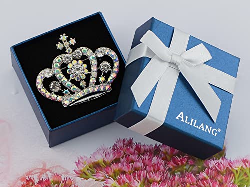 Image of Alilang Amethyst Purple Multi-Colored Crystal Rhinestone Royal Princess Queen Crown Brooch Pin