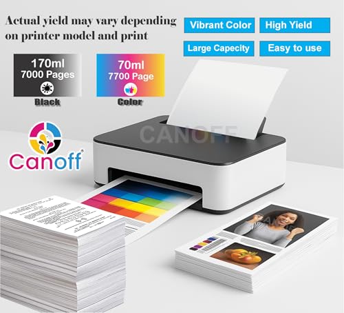 Image of CANOFF GI-76 GI 76 GI76 Refill Ink Bottle Compatible for GX6070, GX7070, GX6060, GX7060 Printers | High Yield Ink - BK 170ml, CMY 135ml | Premium Print Quality (Gi-76 CMYK)