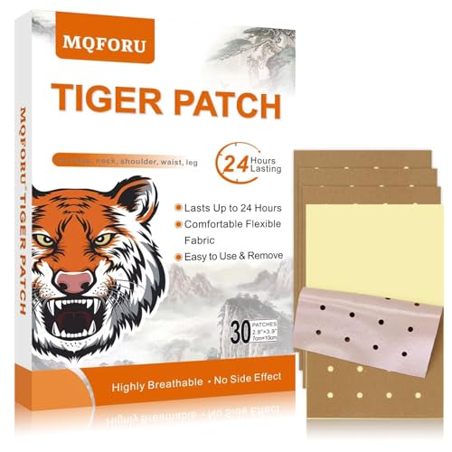 MQFORU Tiger Patches 30 Pcs Chinese Tiger Plaster Natural Herbal Adhesive Plasters for Muscle Joint Purposes Maximum Strength Knee Patches for Back Shoulder Neck