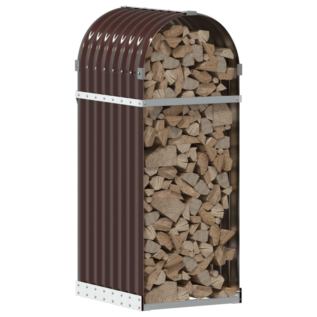 Kaminholzunterstand Braun 40x45x100 cm Verzinkter Stahl mit Wandhalterung für stabile Holzlagerung im Außenbereich, wetterfestes Holzregal für Kaminofen, Garten, Terrasse