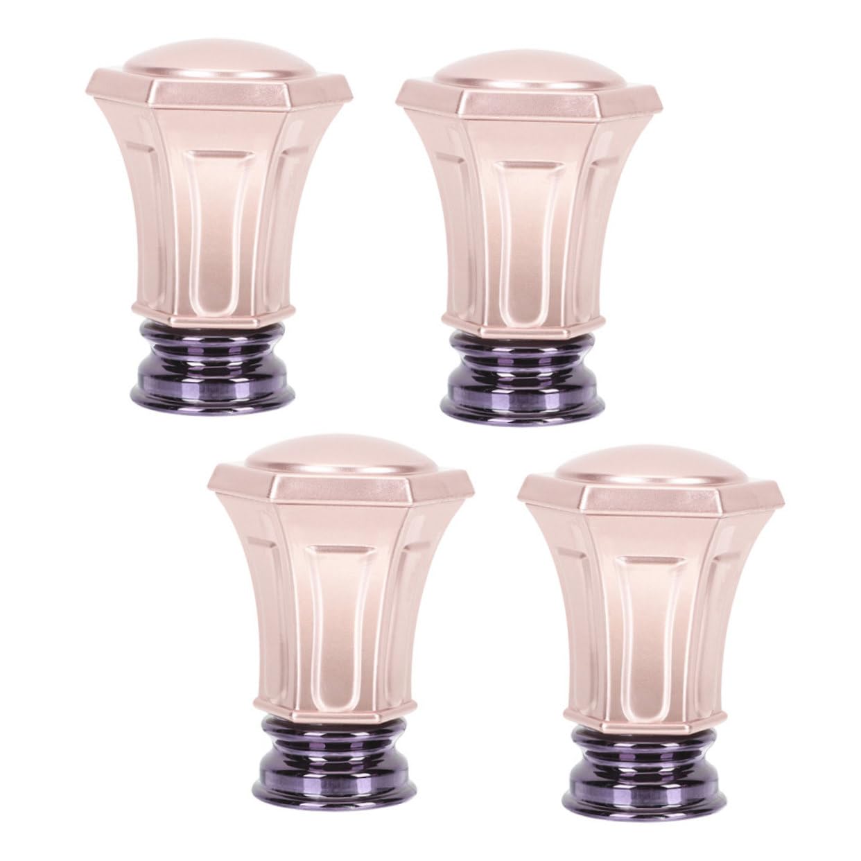 Cabilock 4PCS Rose Gold Decorative Curtain Rod Finials Stylish End Caps for Single Double Curtain Rods Elegant Drapery Pole Ends to Enhance Home Decor