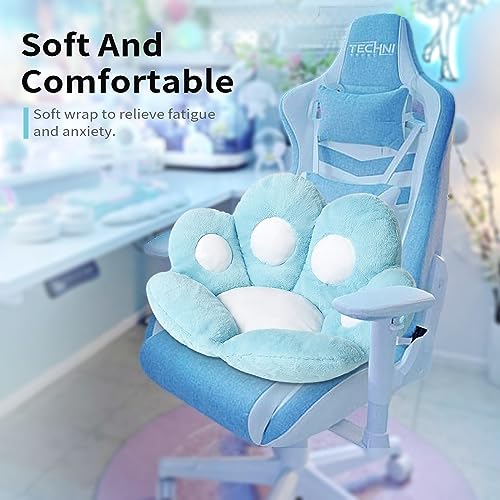 Ditucu Cat Paw Cushion Kawaii Chair Cushions 27.5 x 23.6 inch Cute Stuff Seat Pad Comfy Lazy Sofa Office Floor Pillow for Gaming Chairs Room Decor Blue