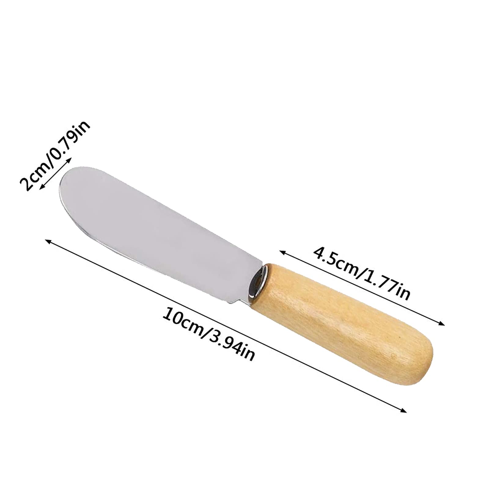 Ismeally 10Pcs 4 Inch Wood Handle Small Butter Spreader Stainless Steel Straight Edge Wide Cheese and Butter Spreader Cream Cheese Sandwich Cake Condiment Knives