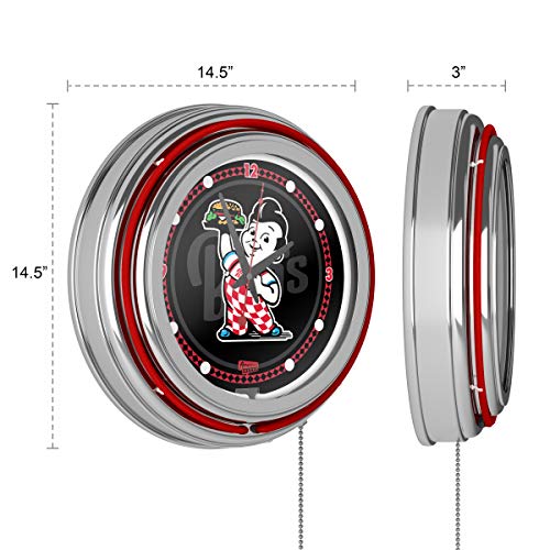 Bob's Big Boy Wordmark Chrome Double Ring Neon Clock #TOP2