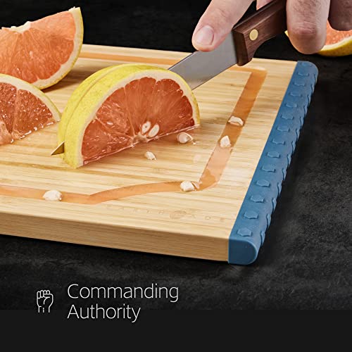 All-Solution Wood Cutting Board,Set Of 2 Bamboo Chopping Board With Juice Grooves,Reversible Nonslip Silicone Edges-5 Yr Warranty #TOP1