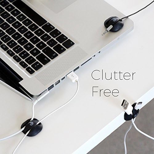 Blue Key World Cable Clips - Cord Holders - Wire Hooks - Clutter Free Desk, No More Lost Wires on Floor - 6 Pack - Cord Management and Organizer - Desk, Home, Office, Cubicle, Nightstand, Car - Gift