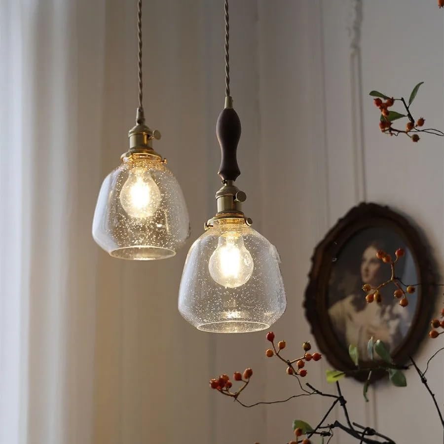 Suspension LED cuivre et verre lustre d'exception style nordique