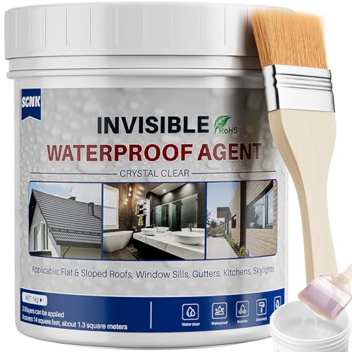 SCNK 1000g Transparente Wasserdichte Beschichtung, Superstarke Wasserdichte Isolierung, Flüssiges Wasserdichtes Dichtungsmittel für Dächer, Wände, Wasserdichte Beschichtung für Innen und Außen