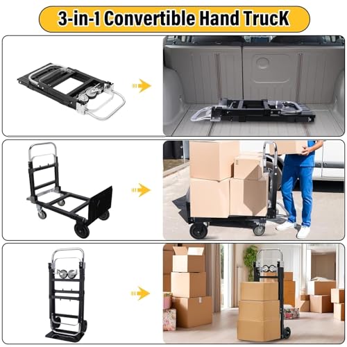 Carretilla plegable 3 en 1 resistente para transporte miniatura 3