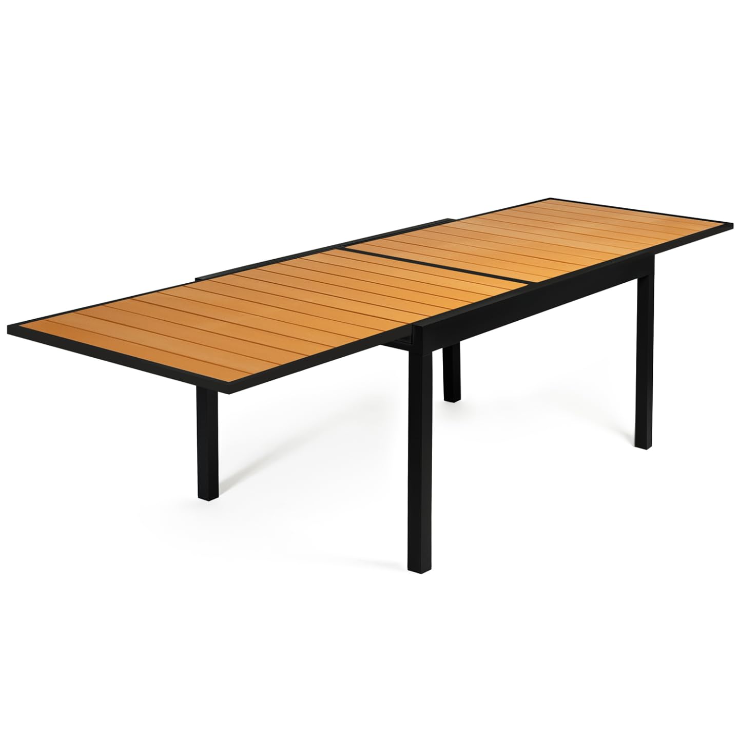 IDMarket - Salon de Jardin Poly Extensible Table 135/270 cm et 12 chaises Bois et Noir