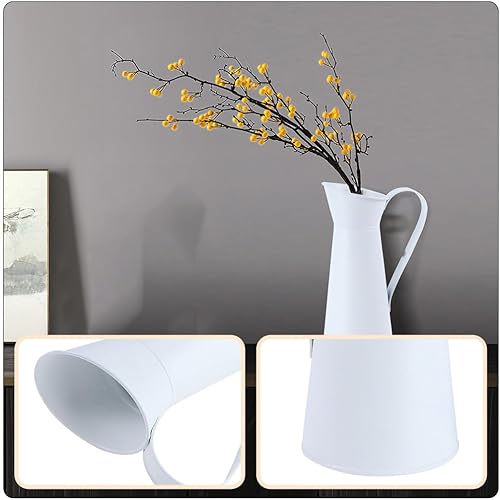 Miniatura 5 de MERRYHAPY Jarra de metal retro para decoración de mesa de oficina en casa, contenedor de flores galvanizado de 3.3 pulgadas con base antideslizante