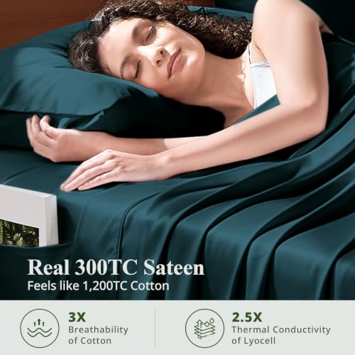 Image of Queen Size Sheet Set, Viscose Bamboo Sheets for Bed Set 4pcs, 100% Viscose Derived from Bamboo, Hotel Luxury Silky & Cooling for Hot Sleepers, Deep Pocket Up to 17 inch, Navy Blue