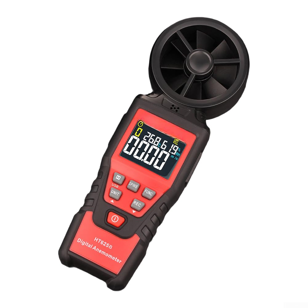 Digitales Anemometer Handheld Windmesser misst Luftgeschwindigkeit Volumen Temperatur Feuchtigkeit HD Farbdisplay mehrere Einheiten m/s km/h ft/s Knoten Datenhaltung USB Schnittstelle(HT625A)